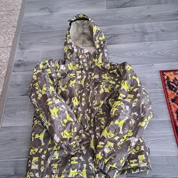 Quiksilver MISSION snowboard ski jacket coat Mens LG camo look brown green faces - Picture 10 of 13